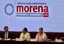 Rosa Icela Rodríguez cierra a medios su participación en plenaria de Morena en el Senado