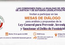 Senado abre micrositio para enriquecer la nueva Ley General contra el Feminicidio; recibirá propuestas hasta el 11 de agosto